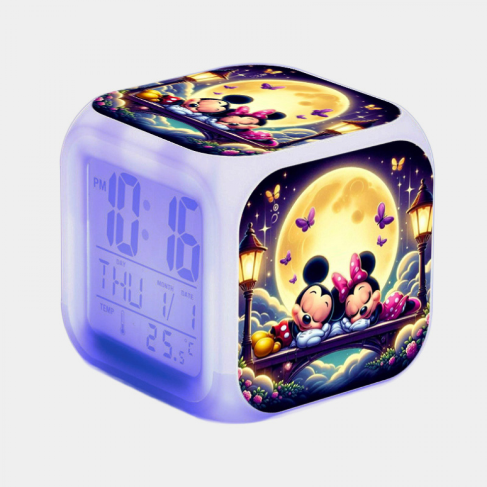 Hanntaoo Digital Alarm Clock For Kids, Mickey_mouse Pattern, 7 Color Led, Thermometer, Night Gift For Boys & Girls - A93-109 Htnl#109 Light