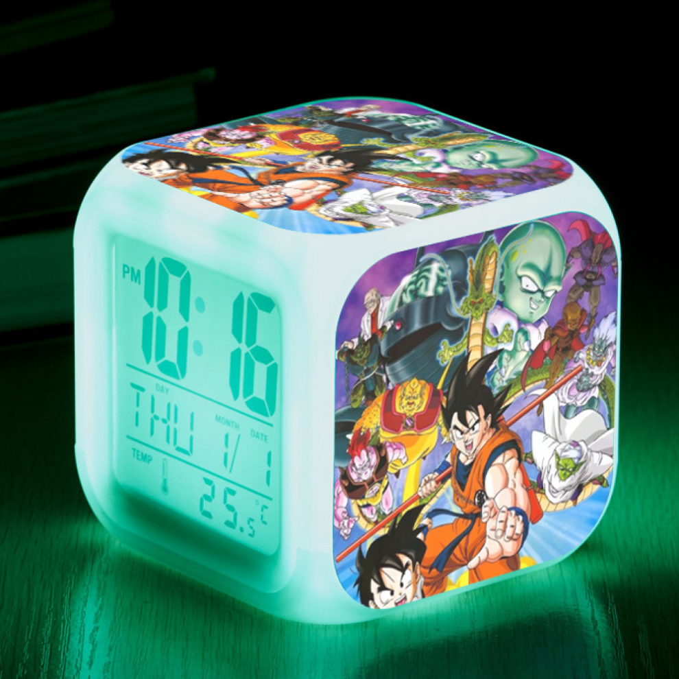 Hanntaoo Kids Digital Alarm Clock, Dragon Ball Led Color Changing Clock With Thermometer & Night Gift For Boys Girls Light