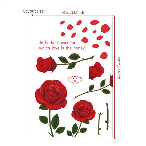 Αυτοκόλλητο PVC Begine Love Four Roses, αφαιρούμενα αυτοκόλλητα τοίχου για σαλόνι, 1