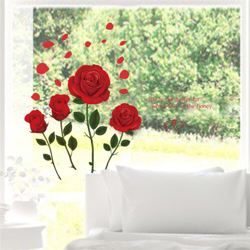 Αυτοκόλλητο PVC Begine Love Four Roses, αφαιρούμενα αυτοκόλλητα τοίχου για σαλόνι, 2