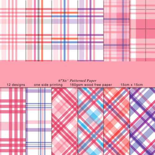 AAOMASSR12Pcs ροζ καρό χαρτάκια για Scrapbooking, δημιουργία καρτών, ανεπιθύμητης