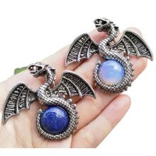 RSAMD2ks Lapis Opal Drahokamy kámen wyvern wivern Přívěsky Magický Reiki Léčebný Amulet