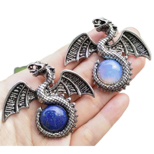 RSAMD2 τεμάχια Lapis Opal Gems πέτρα wyvern wivern Μενταγιόν Μαγικό Ρέικι Θεραπευτικό Φυλαχτό