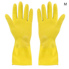 Gants de cuisine réutilisables pour la vaisselle, sans latex, doublure en coton, en vinyle jaune.