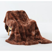 Double Layer Lightweight Long Hair Shaggy Blanket Brown L