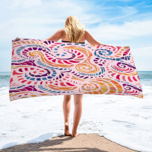 Kladzum microvezel strandhanddoek 30x60 inch, superlicht en zandbestendig, kleurrijke badhanddoek, geschikt voor op reis en gebruik bij het zwembad.