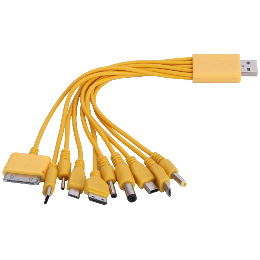 Convenient Usb Multiple Charger Cable Multiple Charging Cord Usb Connectors Yellow 9110895200117