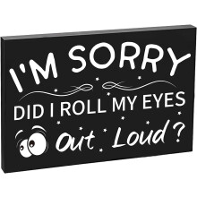 I'm Sorry Sign Did I Roll My Eyes Out Loud Funny Sign Wooden Hanging Plaque House Decoration Housewarming Gift Sign Wall Art Decoration DIY