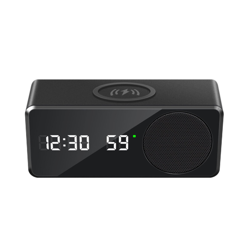 Tarmeek 6-In-1 Wireless Charging Bluetooth Speaker Compatible With Clock, Alarm, Temp Display & Foldable Phone Holder 9071309696967