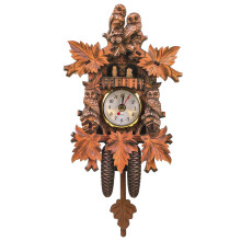 Wooden Cuckoo Clock House with Owls Pendulum Wall Decor
