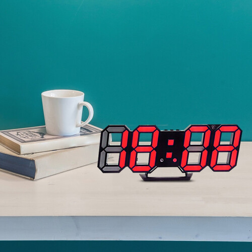 Kiplyki Digital Alarm Clock Automatic Photosensitive Digital Clock 3 D Electronic Clock Multi-function Mount Dual-purpose LED Clock White Frame 1