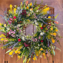 Couronnes TERGAYEE pour porte d'entrée, couronne de fleurs printanière et estivale, résistante aux intempéries et verte toute l'année,