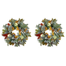 Couronne d'automne, citrouille blanche, fleurs artificielles pour la fête de Thanksgiving, couronne de feuilles d'érable, décoration de porte (2