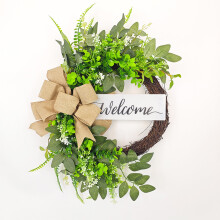 Couronne en rotin synthétique pour la décoration intérieure et extérieure, compatible avec les couronnes de fleurs saisonnières pour porte