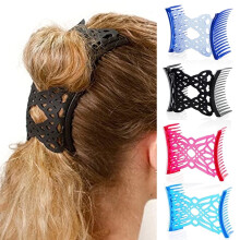 Haarspange mit Schmetterlingsmotiv, dehnbar, doppelt, aus elastischem Silikon, knickfrei, für lockiges, dickes und welliges Haar, 1 Stück