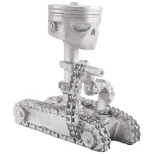 Sculpture de squelette en résine sculptée, ornement de cosplay Halloween, sculpture de crâne à piston, figurine artistique pour bureau A