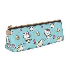 Hello Kitty nahkainen kolmiokynäkotelo, suuri tilavuus, vetoketjullinen penaali, monitoiminen kolmiomainen nahkainen paperitarvikkeiden