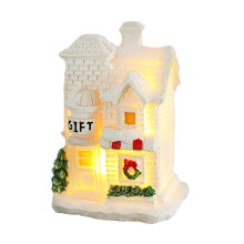 Saldi di decorazioni per la casa! Villaggio di Natale in miniatura in resina, statuetta da tavolo, casa in resina con LED, villaggio di Natale, casa