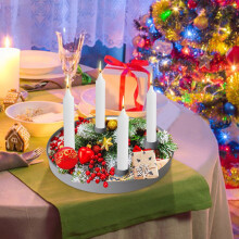 Porte-bougies YANHAIGONG, photophores de Noël compatibles avec les bougies coniques, plateau magnétique rond avec 4 supports pour la décoration de