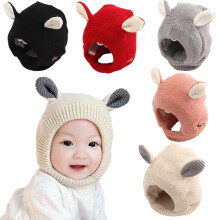 Godderr Newborn Toddler Winter Hats 8 Months-3 Years Old Knitted Cap Baby Ear Protection Hats Boys Girls Padded Warm Hats