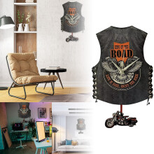Horloge murale GARENAS pour gilet de moto, horloge silencieuse, horloge créative, bordure, horloge à bascule pour moto, décoration (marron)
