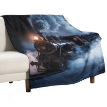 Couverture en flanelle microfibre ultra douce, motif locomotive à vapeur vintage, 127 x 152 cm, idéale pour canapé, lit ou fauteuil. Un cadeau de