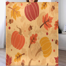 Plaid pour canapé 127 x 152 cm, motif citrouilles multicolores d'automne, en flanelle douce et confortable, léger et chaud, compatible avec canapé