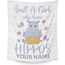 Személyre szabott víziló takaró ajándék névvel, 40"x50"-es víziló dobás puha flanel takaró, meleg, könnyű, kényelmes víziló