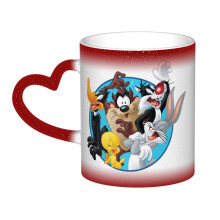 Looney Tunes keramische mok van 325 ml, schattige koffiebeker voor mannen en vrouwen, kerstcadeau, rood - Compatibel met Looney Tunes