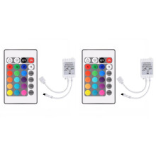 Télécommande 2 x 24 touches + contrôleur LED DC12V RGB avec boîtier de contrôle infrarouge pour bande lumineuse RGB 5050/2835
