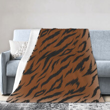 Couverture à motif tigre, luxueuse couverture en peluche ultra-douce et confortable pour canapé ou lit, marron, 127 x 102 cm