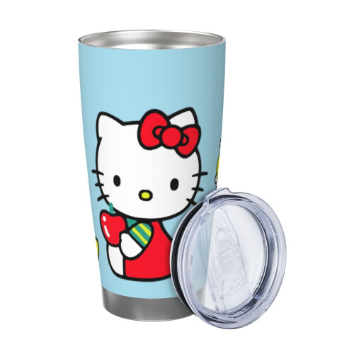 Ποτήρι αυτοκινήτου Hello Kitty 20oz με μόνωση και καπάκι από καλαμάκι, διατηρεί τα ποτά 1