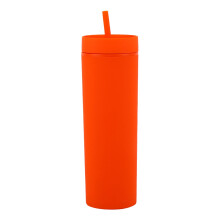Gobelet avec couvercle et paille intégrés, 473 ml (16 oz), double gobelet transparent, gobelet à bec droit, gourde d'été simple pour le sport