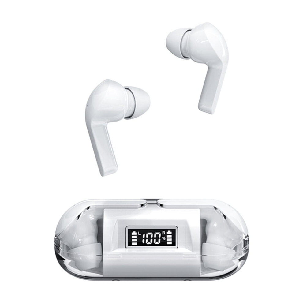 Jixopn Earphone Space Capsule Transparent Bluetooth-Compatible 5.3 Headphones (White) White 9083649979747