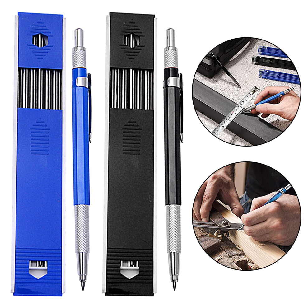 Leaveforme 1 Pieces Solid Carpenter Pencil With 6 Refill,Mechanical Pencil Marker Marking Tool For Carpenter Woodworking Architect 9083649980644