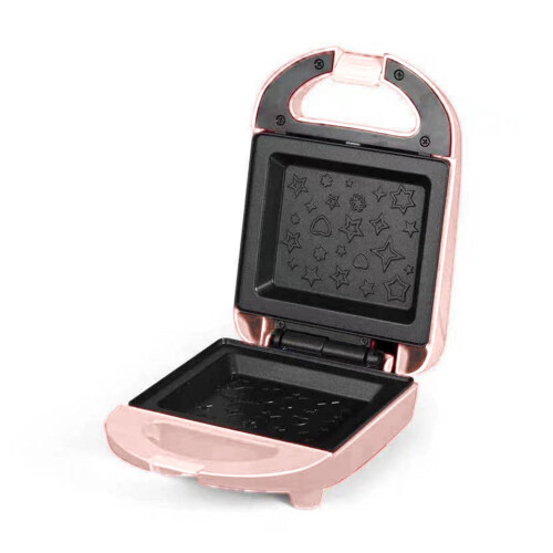 Double-Sided Heating Electric Sandwich Maker, Non-Stick Plates, Multi-Function Grill for Grilled Cheese, compatible with tea time (Pink)