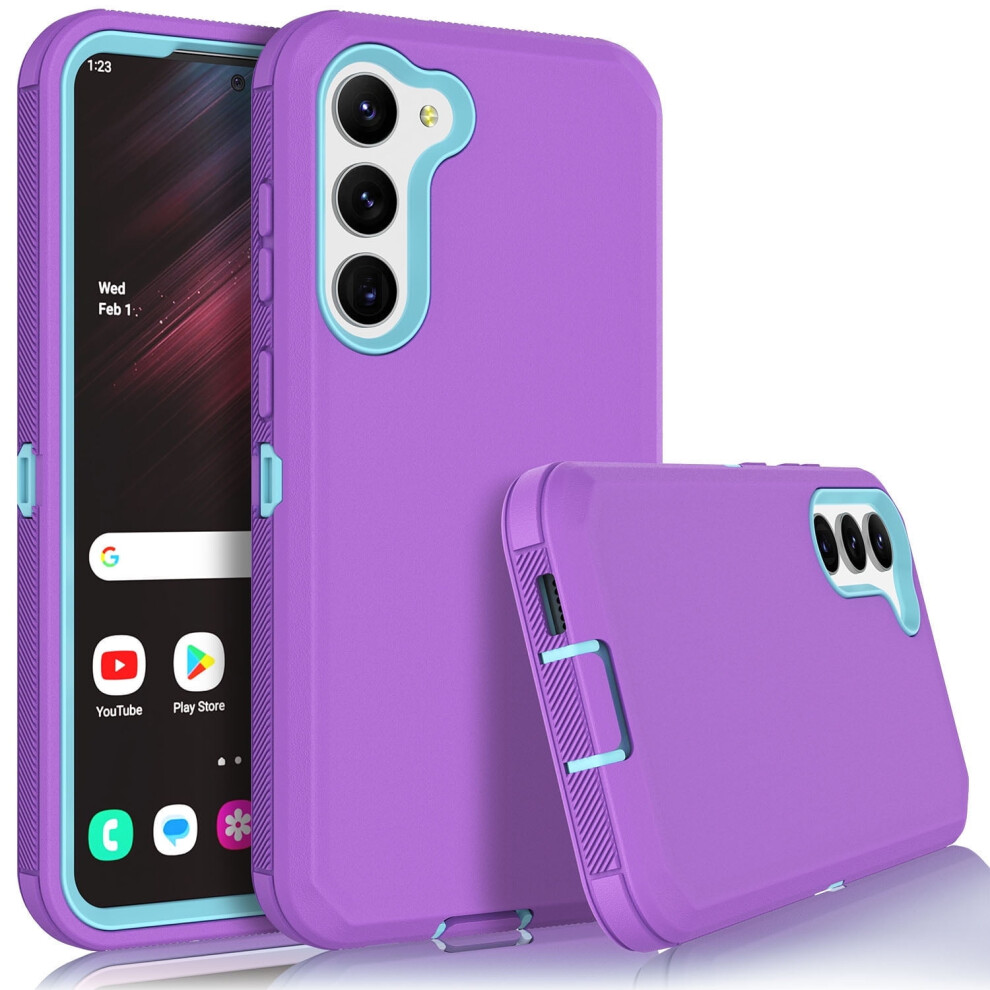 Case For Compatible With Samsung Galaxy S23 2023 6.1", Shockproof Heavy Duty Rugged 3-In-1 Bumper Cover - Purple 9083649981375