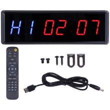 Digital Wall Clock With Remote Control Gym Timer Interval Timer LED Digital Display Count Down and Up Clock with Remote for Home Gym Office