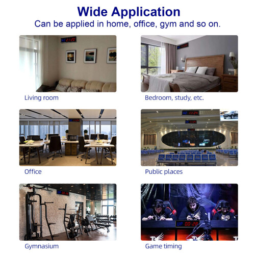Digital Wall Clock With Remote Control Gym Timer Interval Timer LED Digital Display Count Down and Up Clock with Remote for Home Gym Office 1