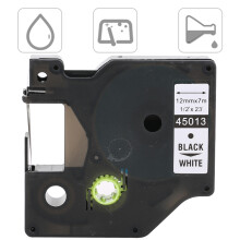 Etikettenband 12 mm laminiert, Schwarz auf Weiß, für DYMO LM-160/280 Robustband