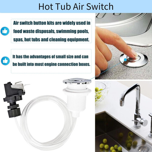 Garbage Disposal Air Switch Kit with Pneumatic Push Button, Hands Safe Control for Sink or Spa 2