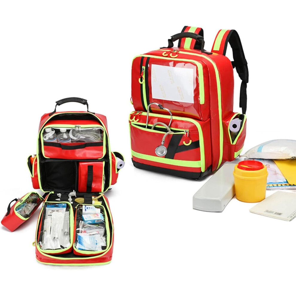 First Aid Backpack Waterproof Oxford Cloth EMT Trauma Bag for Emergency, Camping and Hiking