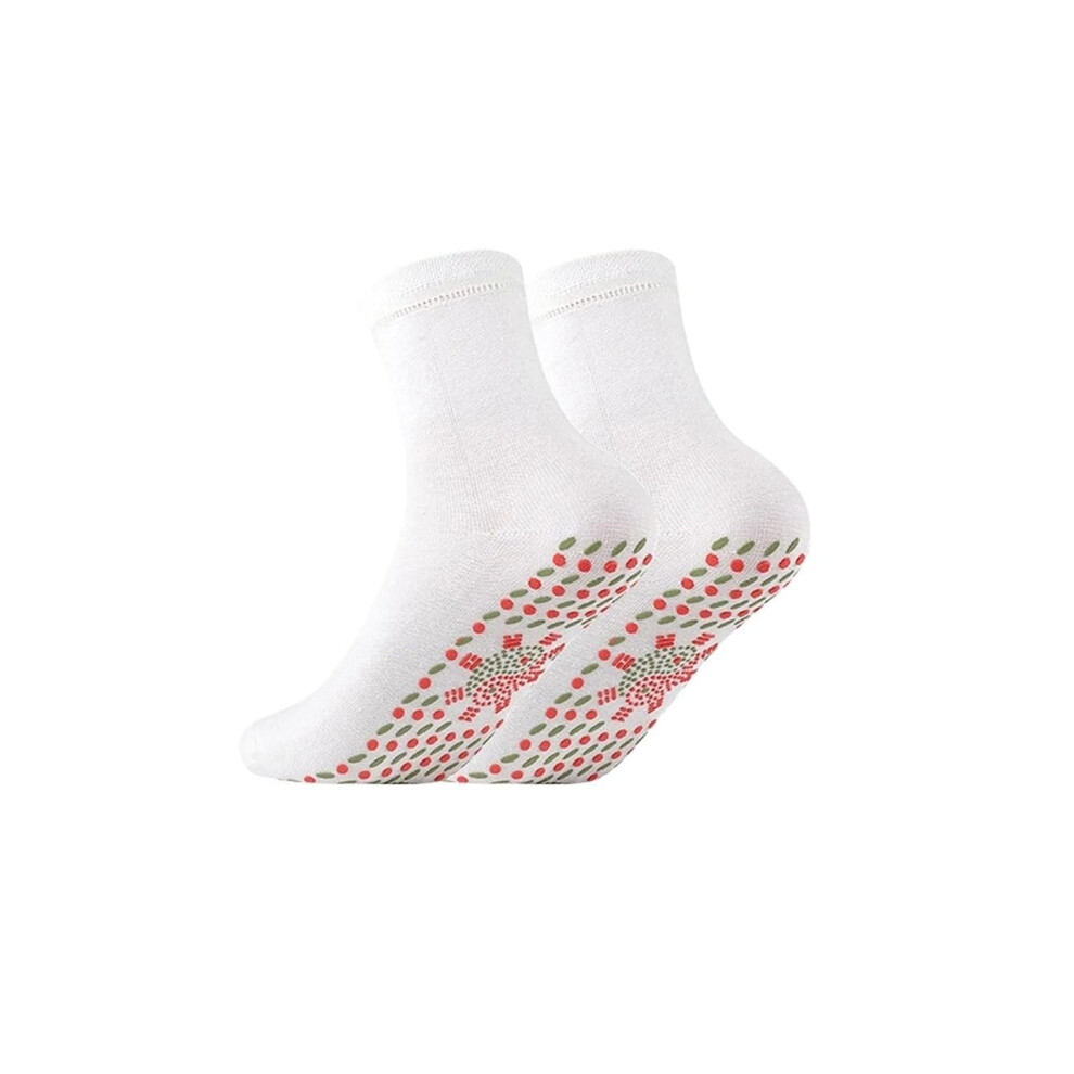 White Thermal Socks Selfheating Magnetic Warmth Winter Health Pain Relief For Men And Women 2Pcs