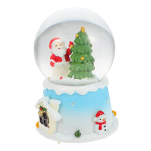 Christmas Snow Globe Musical Santa Resin Ornament for Holiday Decor Multicolor 13x8.5cm