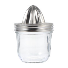 Manual Citrus Juicer with Mason Jar, Ergonomic Stainless Steel Lemon Squeezer for Home Kitchen