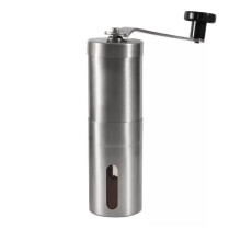 Manual Coffee Grinder with Ceramic Burrs, Adjustable Grind, Stainless Steel for Espresso and French Press, Silver 4.8x13.3cm