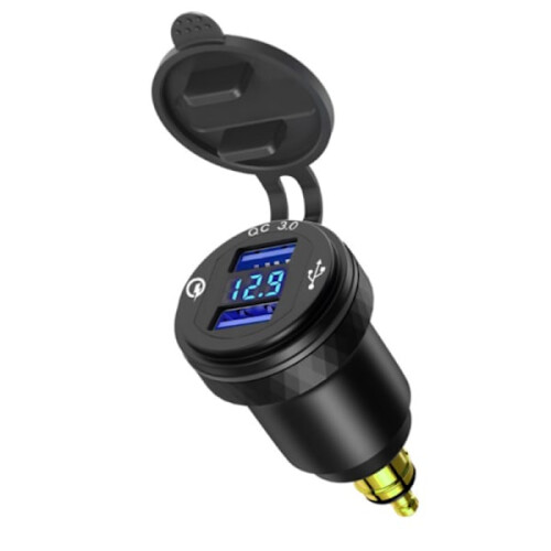 Motorfiets Aluminium DIN Hella Plug Dubbele USB Snellader Adapter A1