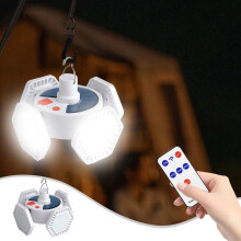 YANHAIGONG Lampă solară de camping, lumini de cort pentru camping cu șir de lumini, LED portabil cu telecomandă, compatibil cu USB, lampă de