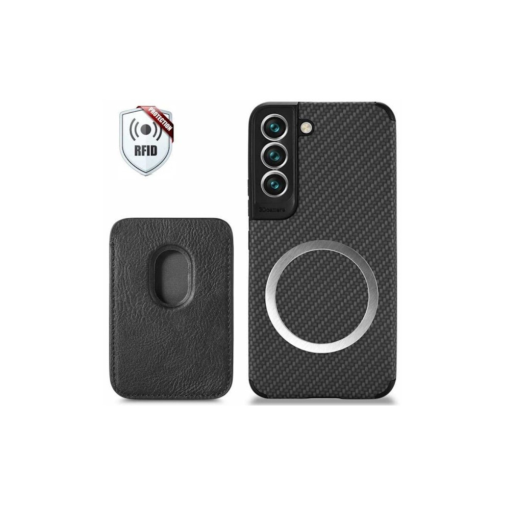 Compatible With Samsung S23 Plus Shockproof Case With Magnetic Card Holder Magsafe Rfid Black 9395123004600