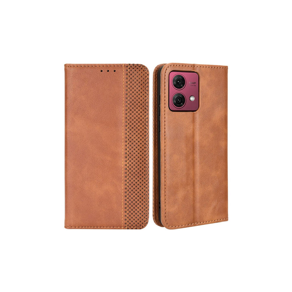 Skalo Motorola Moto G84 5G Embossed Premium Wallet Case - Brown 9395123004860